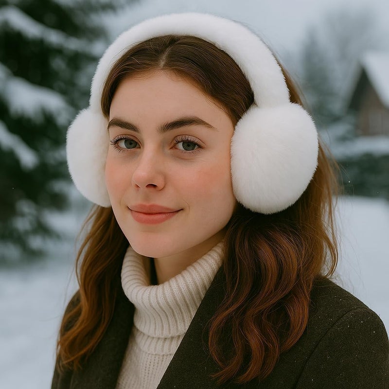 KDVOG Store Women Winter Ear Muffs Gloves Set Girls Fluffy Earmuffs Cold Weather Faux Fur Ear Warmers Touch Screen Gloves - Image 4